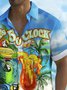 Royaura® Beach Vacation Men's Hawaiian Shirt It's 5 O'clock Somewhere Cocktail Parrot Print Pocket Camping Shirt Big Tall