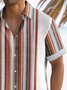 Royaura® Retro Striped Bowling 3D Print Men's Button Pocket Short Sleeve Shirt