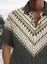 Royaura® Vintage Ethnic Pattern Print Chest Pocket Shirt Plus Size Men's Shirt Big Tall