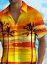 Royaura® Vacation Sunset Beach Men's Hawaiian Shirt Quick Drying Surf Pocket Coconut Tree Art Shirt Big Tall