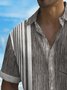 Royaura® Vintage Bowling Abstract Texture Line Print Chest Pocket Shirt Plus Size Men's Shirt Big Tall