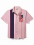 Royaura® Vintage Bowling American Pinup Girl Printed Chest Pocket Shirt Large Size Men's Shirt