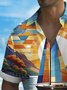 Royaura® Beach Vacation Men's Hawaiian Shirt Sunset Sailing Print Pocket Camping Shirt Big Tall