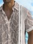Royaura® Vintage Bowling Plant Line Print Chest Pocket Shirt Plus Size Men's Shirt Big Tall