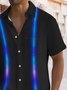Royaura® Retro Gradient Line Art 3D Print Men's Button Pocket Short Sleeve Shirt