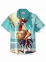 Royaura Printed Beach Music Men's Hawaiian Oversized Pocket Shirt
