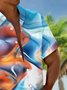 Royaura® Hawaiian Abstract Art Gradient Geometric 3D Print Men's Button Pocket Short Sleeve Shirt