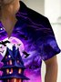 Royaura® Halloween Castle Bat Gradient 3D Digital Print Men's Button Pocket Short Sleeve Shirt Big & Tall