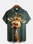 Royaura® Beach Resort Men's Hawaiian Shirt Giraffe Print Pocket Camping Shirt Big Tall