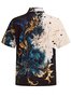 Royaura®  Vintage Floral Art Print Men's Button Pocket Short Sleeve Shirt