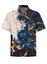 Royaura®  Vintage Floral Art Print Men's Button Pocket Short Sleeve Shirt