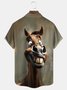Royaura® Beach Resort Men's Hawaiian Shirt Horse Print Pocket Camping Shirt Big Tall