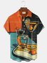 Royaura® Retro Mid-Century Geometric Color Block Cocktail Atom Print Men's Button Pocket Short Sleeve Shirt Big & Tall
