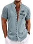 Royaura® Hawaiian Palm Tree Printed Shirt Men's Button Pocket Cotton Linen Short Sleeve Shirt Big & Tall
