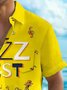 Royaura® Vintage Music Jazz Print Men's Button Pocket Short Sleeve Shirt Big & Tall