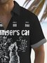 Royaura® Retro Cat Funny Art Print Men's Button Pocket Short Sleeve Shirt Big & Tall