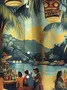 Royaura® Hawaiian TIKI Coconut Tree Print Men's Button Pocket Short Sleeve Shirt Big & Tall