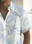 Royaura® Hawaiian Leaf Print Men's Button Pocket Short Sleeve Shirt Big & Tall