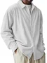 Royaura® Basic Solid Color Cotton Linen Print Men's Button Pocket Long Sleeve Shirt Big & Tall