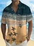 Royaura® Hawaiian Turtle Beach Print Men's Button Pocket Short Sleeve Shirt Big & Tall