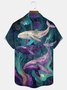 Royaura® Hawaiian Ocean Life Whale Print Men's Button Pocket Short Sleeve Shirt Big & Tall