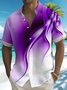 Royaura® Retro Gradient Art Purple Print Men's Button Pocket Short Sleeve Shirt Big & Tall
