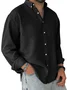 Royaura® Basic Solid Color Cotton Men's Lapel Button Pocket Long Sleeve Shirt Big & Tall