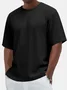 Royaura® Basic Solid Color Print Men's Button Textured Short Sleeve T-Shirt Big & Tall