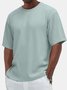 Royaura® Basic Solid Color Print Men's Button Textured Short Sleeve T-Shirt Big & Tall
