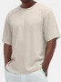 Royaura® Basic Solid Color Print Men's Button Textured Short Sleeve T-Shirt Big & Tall