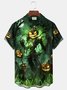 Royaura® Halloween Pumpkin Skull Print Casual Stylish Hawaiian Shirt Summer Shirts Pocket Short Sleeve Shirt Big Tall