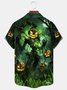 Royaura® Halloween Pumpkin Skull Print Casual Stylish Hawaiian Shirt Summer Shirts Pocket Short Sleeve Shirt Big Tall