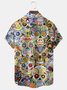 Royaura® Halloween Skull Art Print Casual Stylish Hawaiian Shirt Summer Shirts Pocket Short Sleeve Shirt Big Tall