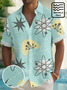 Royaura® Retro 1950s Mid-century Atomic Age Geometric Graphic Print Men's Seersucker Wrinkle Free Button Pocket Short Sleeve Shirt Big & Tall