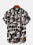 Royaura® Holiday Halloween Cute Cartoon Monster Print Men's Button Pocket Short Sleeve Shirt Big & Tall