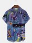 Royaura® Retro Medieval Character Illustration Print Men's Lapel Pocket Short Sleeve Shirt Big&Tall