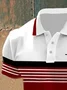 Royaura® Men's Retro Colorblock Striped Cross Print Button-Down Polo Shirt Big & Tall