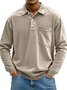 Royaura® Basic Men's Casual Stylish Solid Button Stretch Comfort Long Sleeve Pocket Polo Shirt Big Tall