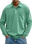 Royaura® Basic Men's Casual Stylish Solid Button Stretch Comfort Long Sleeve Pocket Polo Shirt Big Tall