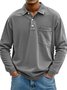 Royaura® Basic Men's Casual Stylish Solid Button Stretch Comfort Long Sleeve Pocket Polo Shirt Big Tall