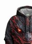 Royaura® Men's Retro Dragon Print Long Sleeve Drawstring Hoodie Big & Tall