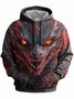 Royaura® Men's Retro Dragon Print Long Sleeve Drawstring Hoodie Big & Tall