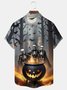 Royaura® Halloween Skeleton Print Casual Stylish Hawaiian Shirt Summer Shirts Pocket Short Sleeve Shirt Big Tall