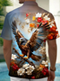 Royaura® Hawaiian Floral Eagle Print Men's Pocket Short Sleeve Button-Down Shirt Big & Tall