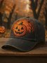 Royaura® Men's Halloween Pumpkin Smiley Face Print Washed Cotton Baseball Cap