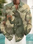 Royaura® Retro Japanese Ukiyoe Godzilla Print Men's Button Pocket Long Sleeve Shirt Big & Tall