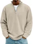 Royaura® Basic Corduroy Striped Men's Zipper Long Sleeve Stand Collar Sweatshirt Big & Tall