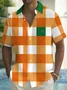 Royaura® Men's Retro Geometric Color Block Print Button Pocket Short Sleeve Shirt Big & Tall