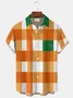 Royaura® Men's Retro Geometric Color Block Print Button Pocket Short Sleeve Shirt Big & Tall
