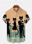 Royaura® Retro 1950s Mid-century Atomic Age Geometric Cat Graphic Print Men's Button Pocket Short Sleeve Shirt Big & Tall